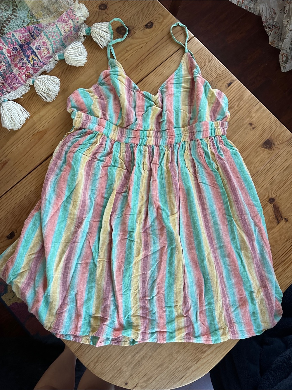 O’Neil Kenzie Pastel Striped Sundress with Spaghetti Straps